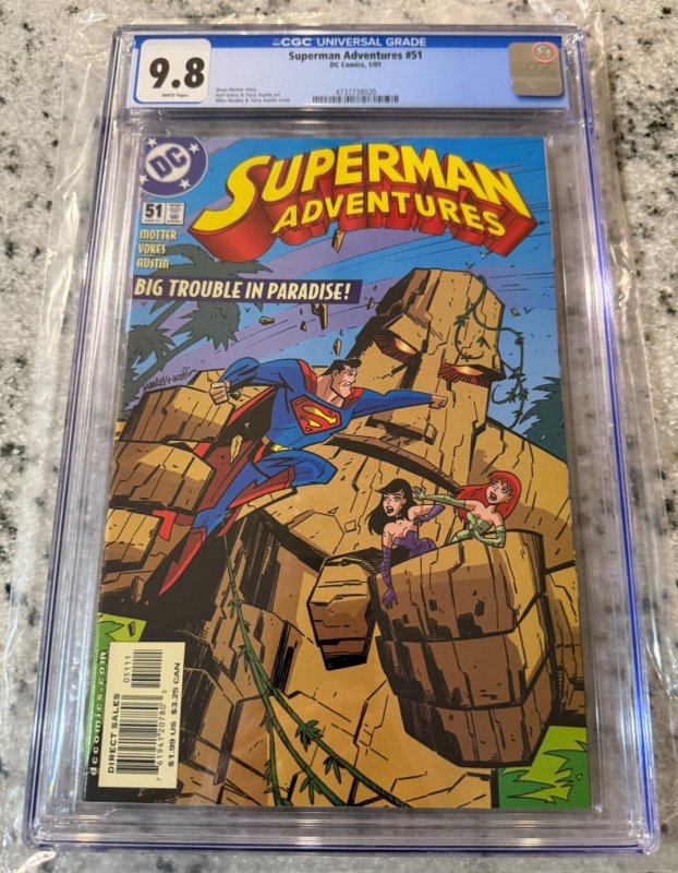 Superman Adventures #51 (DC Comics), CGC 9.8 graded comic book, Universal Blue label — front cover in its holder