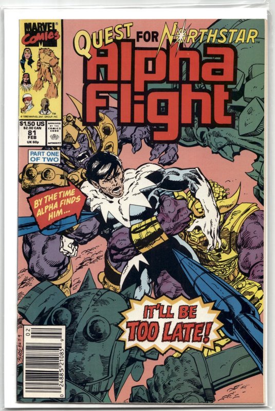 Alpha Flight #81 (Marvel Comics, 1990), raw, ungraded comic book — front cover