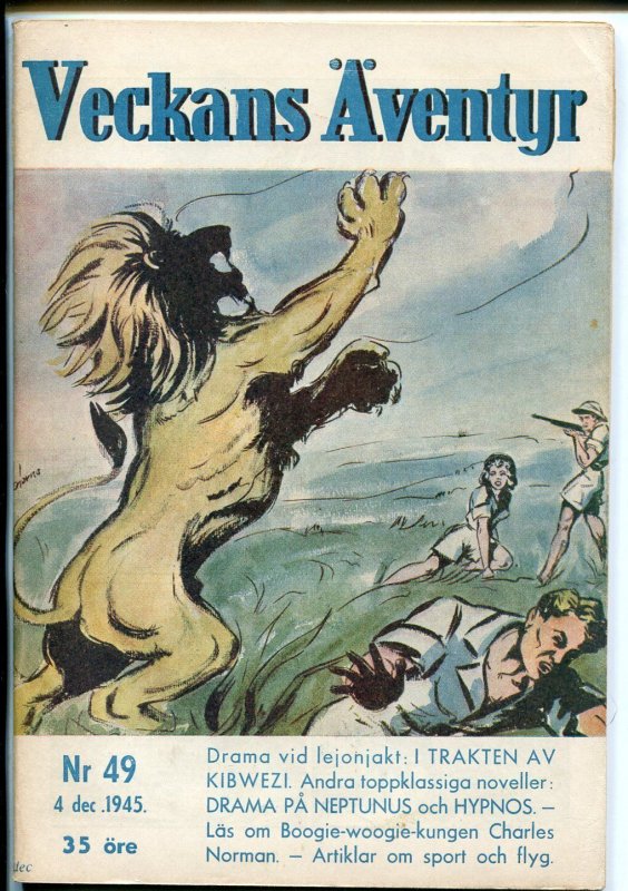 Veckans Aventyr Vol. 6 #49 (1945), raw comic book in VF condition — front cover