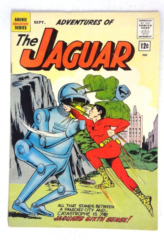 Adventures of the Jaguar #8 (1962), raw comic book in FN condition — front cover
