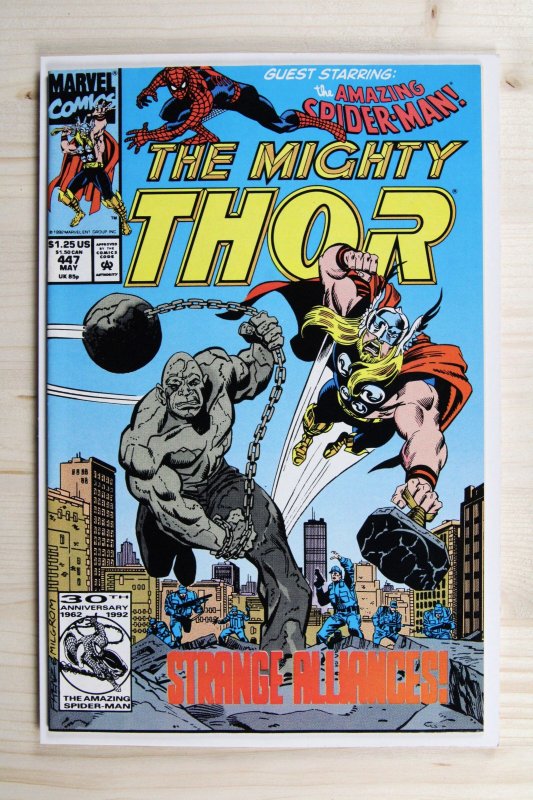 The Mighty Thor #447 (Marvel Comics, 1992), raw comic book in NM- 9.2 condition — front cover