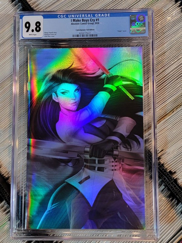 I Make Boys Cry #1 (Absolute Comics Group, 2020), CGC 9.8 graded comic book, Universal Blue label — front cover in its holder