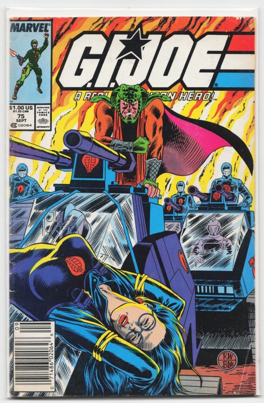 G.I. Joe: A Real American Hero #75 (Marvel Comics, 1988), raw, ungraded comic book — front cover