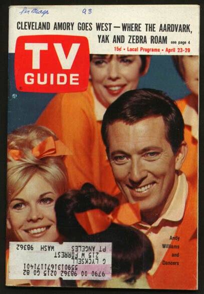 Mag: TV Guide 04/23/1966-Andy Williams/africa/mike Kellin G, raw, ungraded comic book — front cover