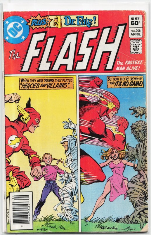 The Flash #308 (DC Comics, 1982), raw, ungraded comic book — front cover