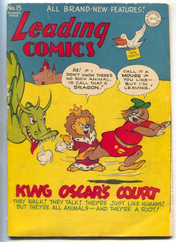 Leading Comics #15 (DC Comics, 1945), raw, ungraded comic book — front cover