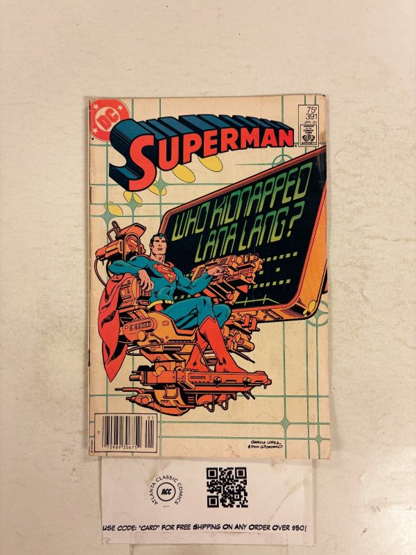 Superman #391 (DC Comics), raw comic book in VF condition — front cover