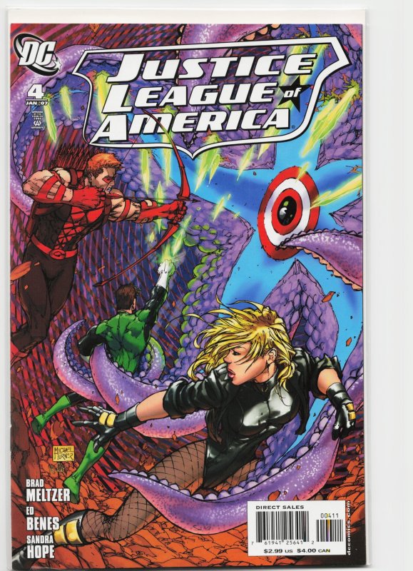 Justice League of America #4 (DC Comics, 2007), raw, ungraded comic book — front cover