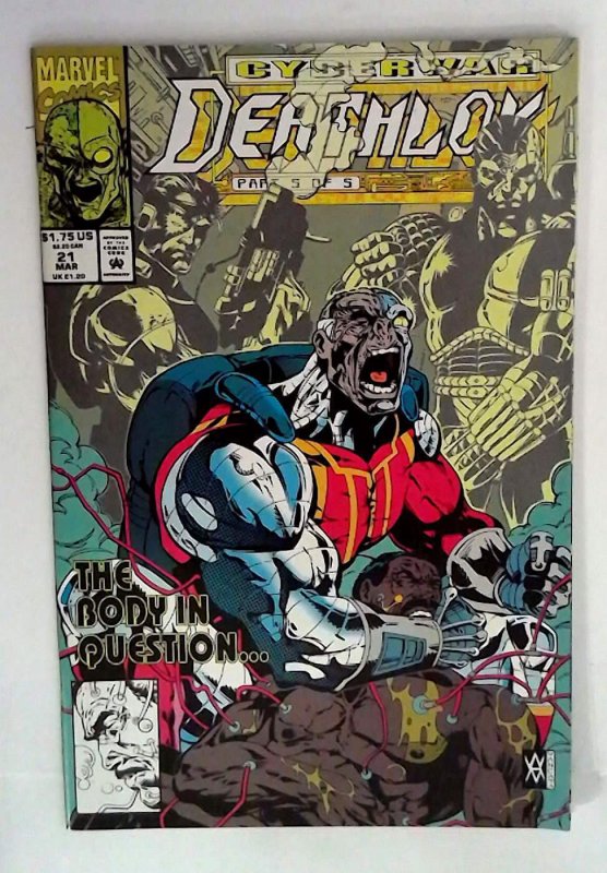 Deathlok #21 (Marvel Comics, 1993), raw comic book in NM 9.4 condition — front cover