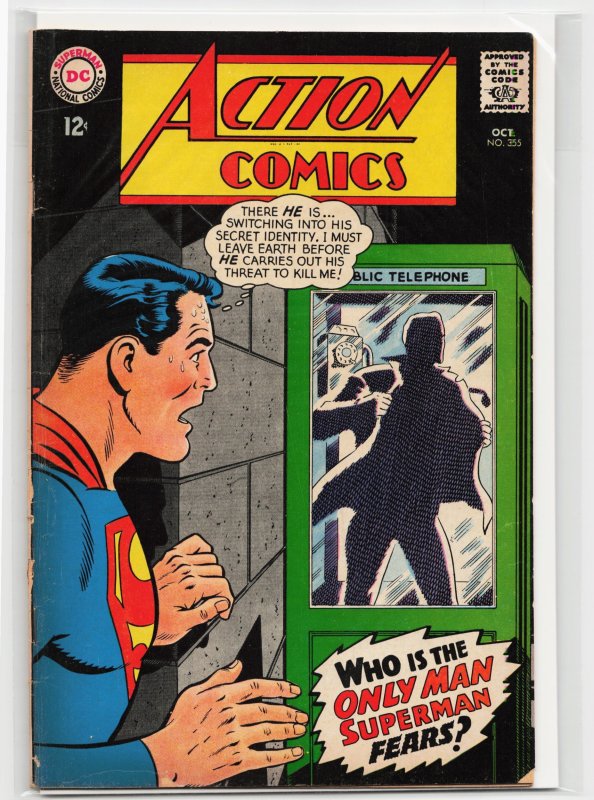Action Comics #355 (DC Comics, 1967), raw, ungraded comic book — front cover