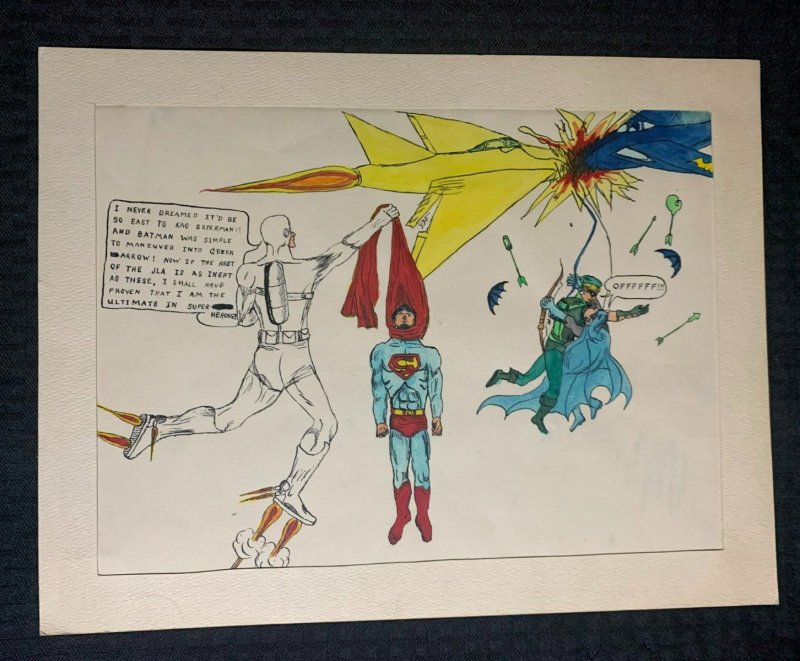 White Avenger vs Batman Superman & Green Lantern 14x10 Fun Amateur Fan Comic Art, raw, ungraded comic book — front cover