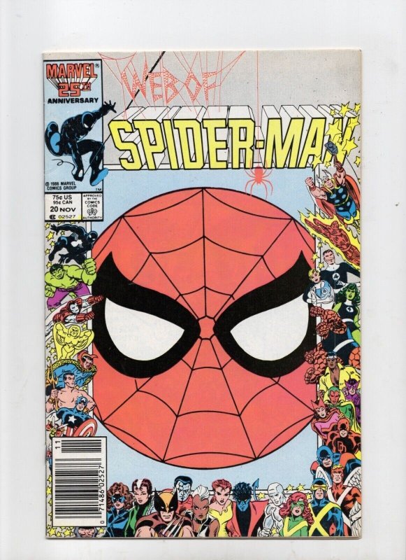 Web of Spider-Man #20 (Marvel Comics, 1986), raw comic book in FN+ 6.5 condition — front cover
