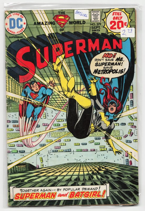 Superman #279 (DC Comics, 1974), raw, ungraded comic book — front cover