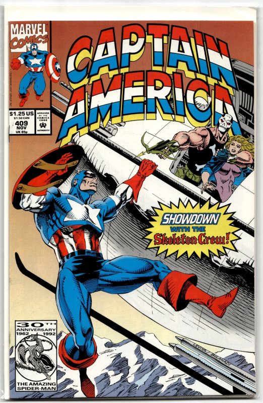 Captain America #409 (Marvel Comics, 1992), raw, ungraded comic book — front cover