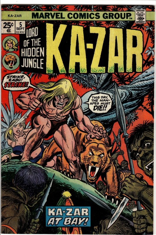 Ka-Zar #5 (Marvel Comics, 1974), raw, ungraded comic book — front cover