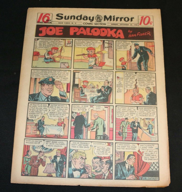 1950 Sunday Mirror Weekly Comic Section September 24th (Fine) Superman Mr. M (1950), raw, ungraded comic book — front cover