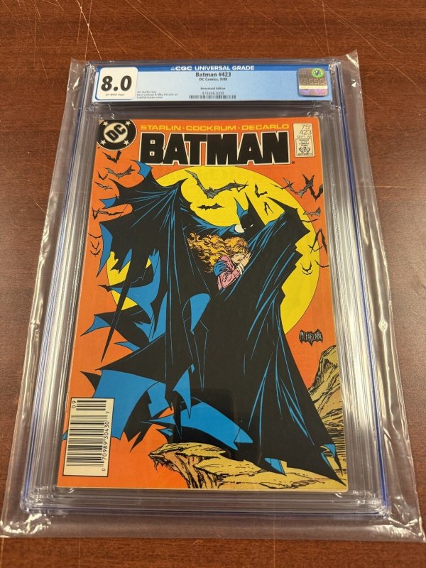 Batman #423 (DC Comics, 2023), CGC 8.0 graded comic book, Universal Blue label — front cover in its holder