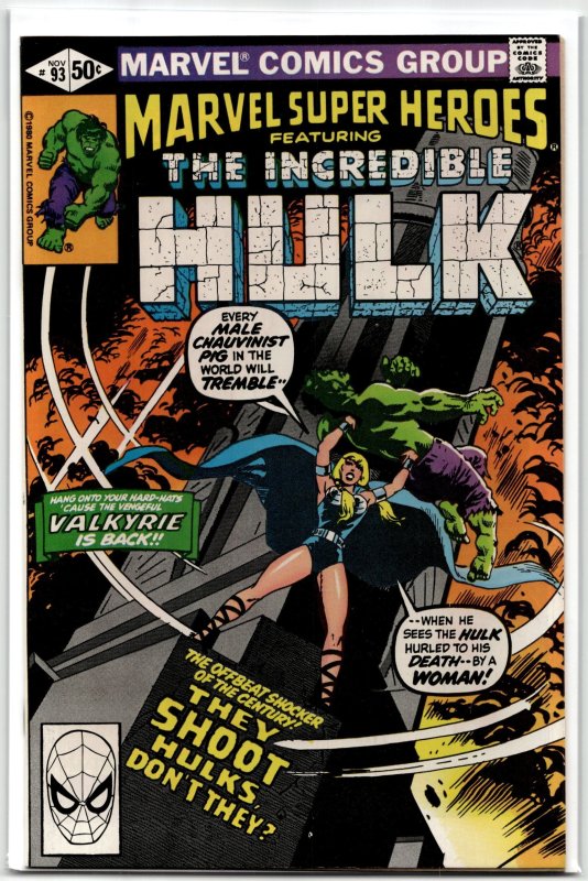 Marvel Super-Heroes #93 (Marvel Comics, 1980), raw, ungraded comic book — front cover