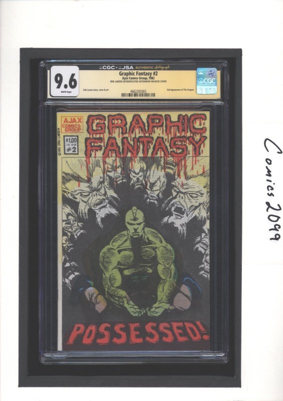 Graphic Fantasy #2 (1982), CGC 9.6 graded comic book, Universal Blue label — front cover in its holder