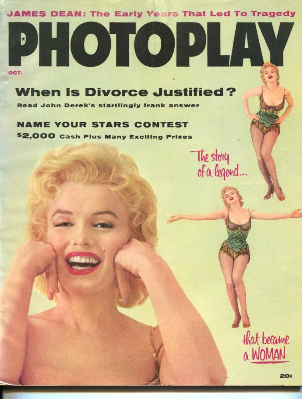 MAG: Photoplay-Marilyn Monroe-James Dean-Ingrid Bergman-Martha Hyer-Oct-1956, raw, ungraded comic book — front cover