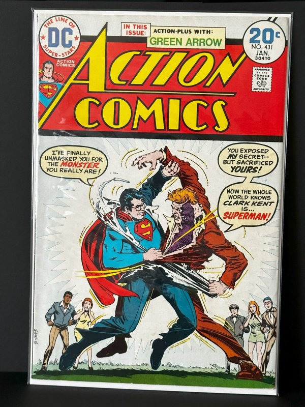 Action Comics #431 (DC Comics, 1974), raw comic book in VF+ condition — front cover