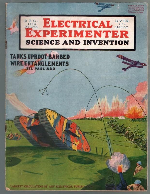 Electrical Experimenter 12/1918-Gernsback-WWI-Super Tank-historic-FN, raw comic book in FN condition — front cover
