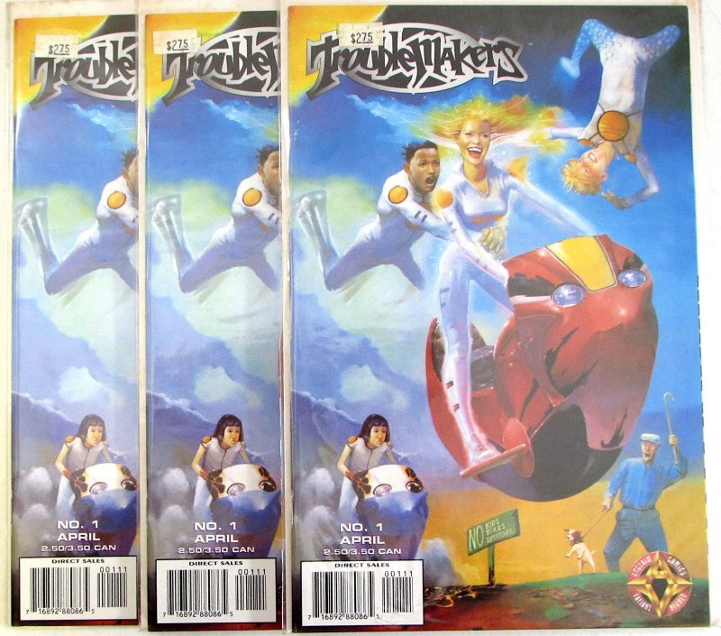 Troublemakers Lot of 3 #1 b x3 Acclaim (1997) NM 1st Print Comic Books (1997), raw comic book in NM condition — front cover