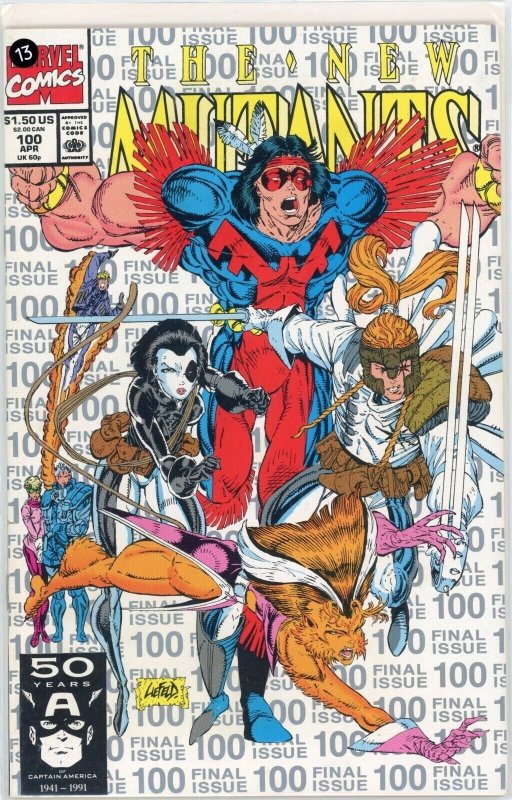 New Mutants #100 (Marvel Comics, 1991), raw comic book in NM- 9.2 condition — front cover