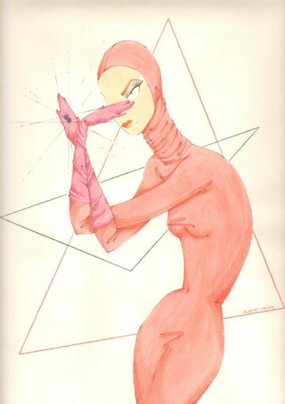 Diamond Thief Woman in Pink Suit - Signed art by Albert Crudo, raw, ungraded comic book — front cover