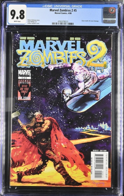 Marvel Zombies 2 #5 (Marvel Comics, 2008), CGC 9.8 graded comic book, Universal Blue label — front cover in its holder