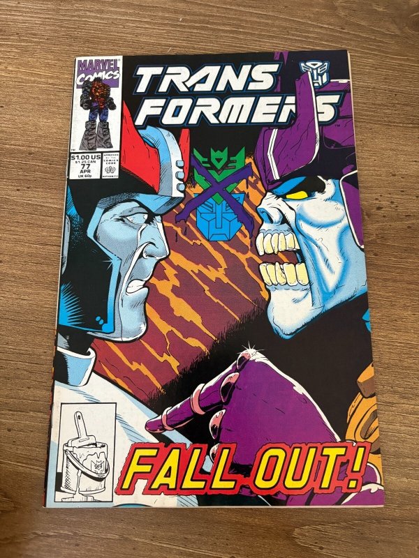 Transformers #77 (Marvel Comics), raw comic book in VF condition — front cover