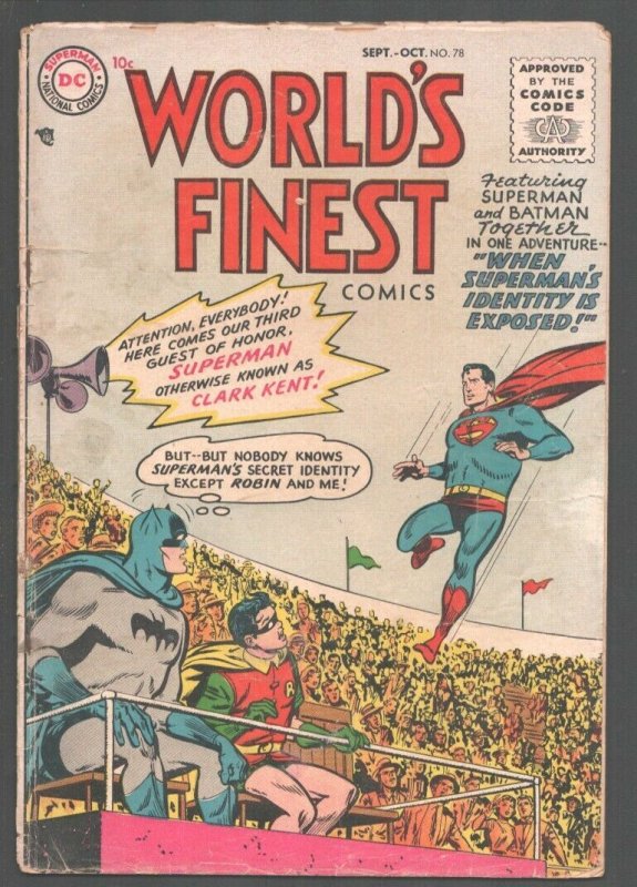 World's Finest #78 (DC Comics, 1955), raw, ungraded comic book — front cover