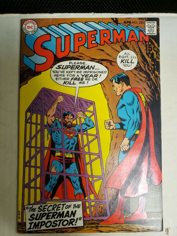 Superman Issue #225 (1970), raw comic book in FN condition — front cover