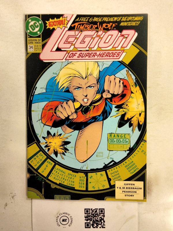Legion of Super-Heroes #34 (DC Comics), raw comic book in NM condition — front cover
