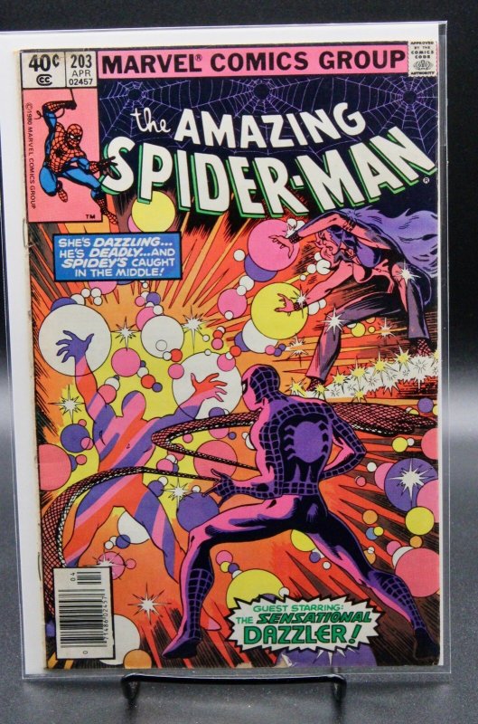 The Amazing Spider-Man #203 (Marvel Comics, 1980), raw comic book in FN condition — front cover