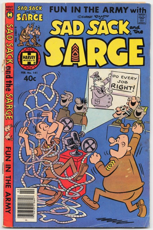 Sad Sack and the Sarge #141 (Harvey Comics, 1980), raw, ungraded comic book — front cover