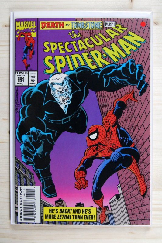 The Spectacular Spider-Man #204 (Marvel Comics, 1993), raw comic book in NM- 9.2 condition — front cover