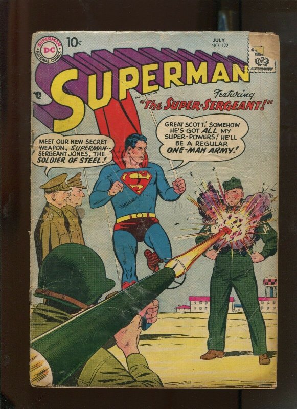 Superman #122 (DC Comics, 1958), raw comic book in 1.8 condition — front cover