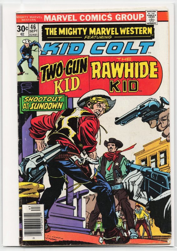 The Mighty Marvel Western #46 (Marvel Comics, 1976), raw, ungraded comic book — front cover