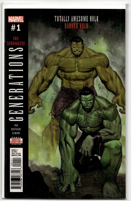 Generations: Banner Hulk & Totally Awesome Hulk (2017) Hulk (Marvel Comics, 2017), raw, ungraded comic book — front cover