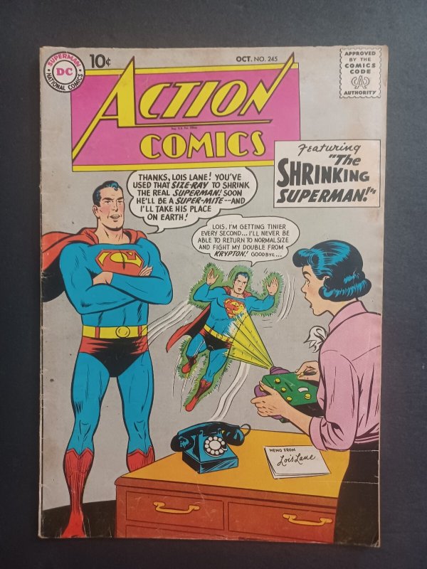 Action Comics #245 (DC Comics, 1958), raw comic book in VG condition — front cover