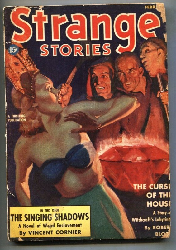 Strange Stories 2/1939-Thrilling-1st Issue-weird Menace-decapitaion-pulp-VG- (Thrilling Publications, 1939), raw comic book in VG- condition — front cover