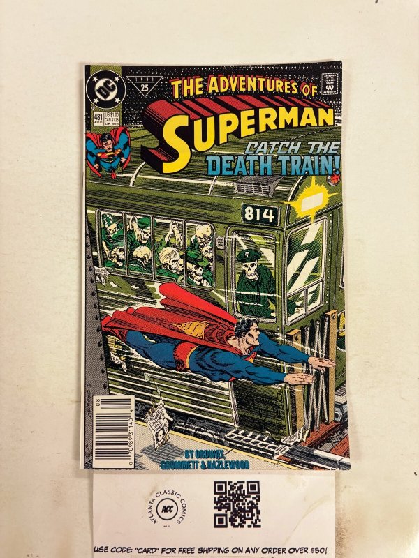 The Adventures of Superman #481 (DC Comics), raw comic book in NM condition — front cover