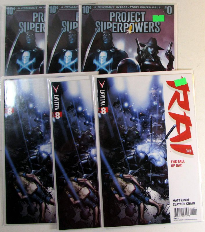 Mixed Lot of 6 #Project Superpowers 0 x3, Rai 8 x3 Valiant (2015) Comics (2015), raw, ungraded comic book — front cover