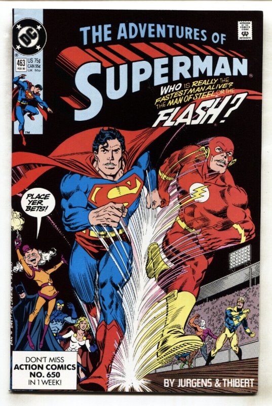 Adventures of Superman #463 (DC Comics), raw comic book in VF/NM condition — front cover