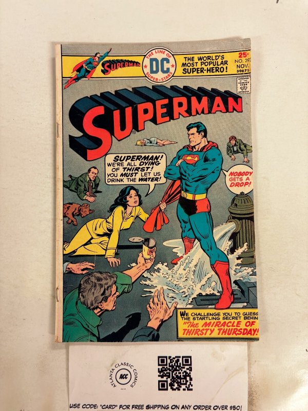 Superman #293 (DC Comics), raw comic book in VG condition — front cover