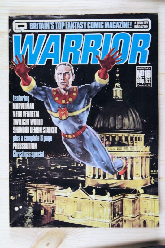 Warrior #16 (1983), raw comic book in FN/VF 7.0 condition — front cover