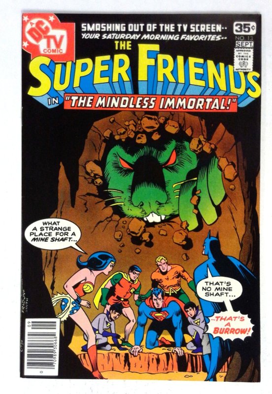 Super Friends #13 (DC Comics, 1978), raw comic book in VF/NM condition — front cover