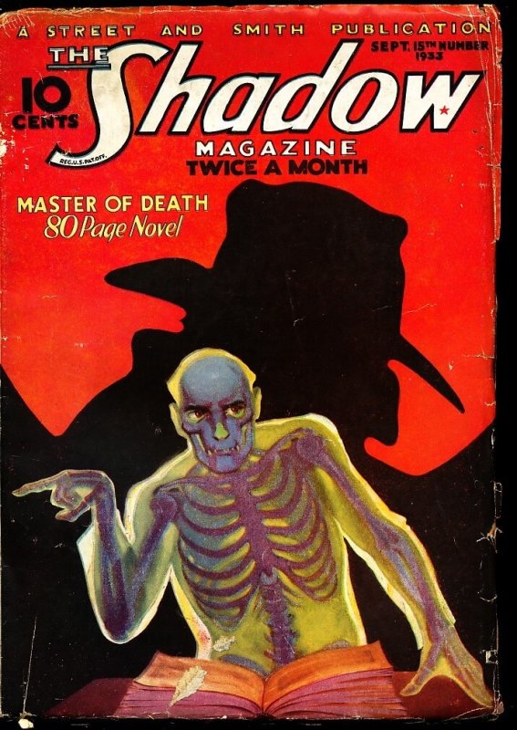 Shadow Magazine - 09/15/33 - Condition: VG - Master of Death Hero Pulp - 67454, raw comic book in VG condition — front cover