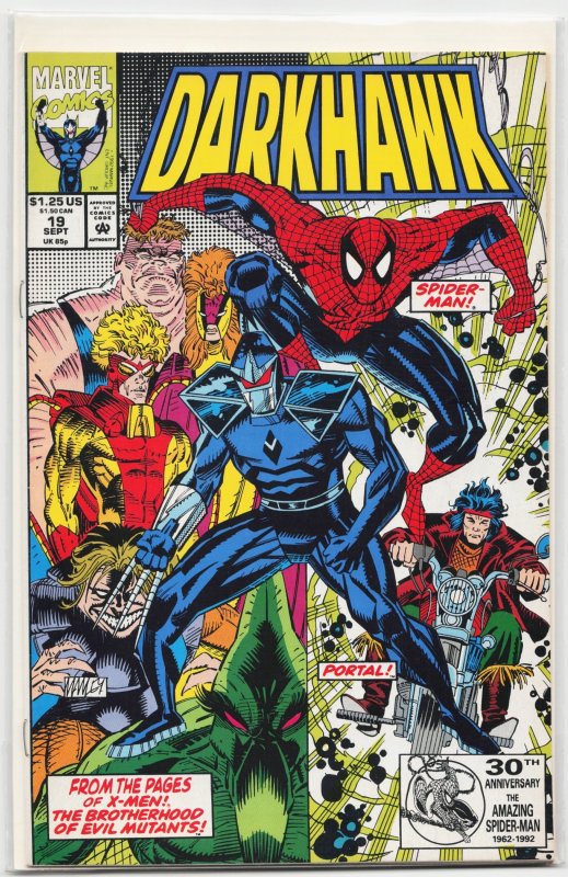 Darkhawk #19 (Marvel Comics, 1992), raw, ungraded comic book — front cover